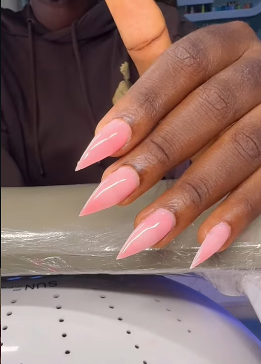 Pink pointed nails